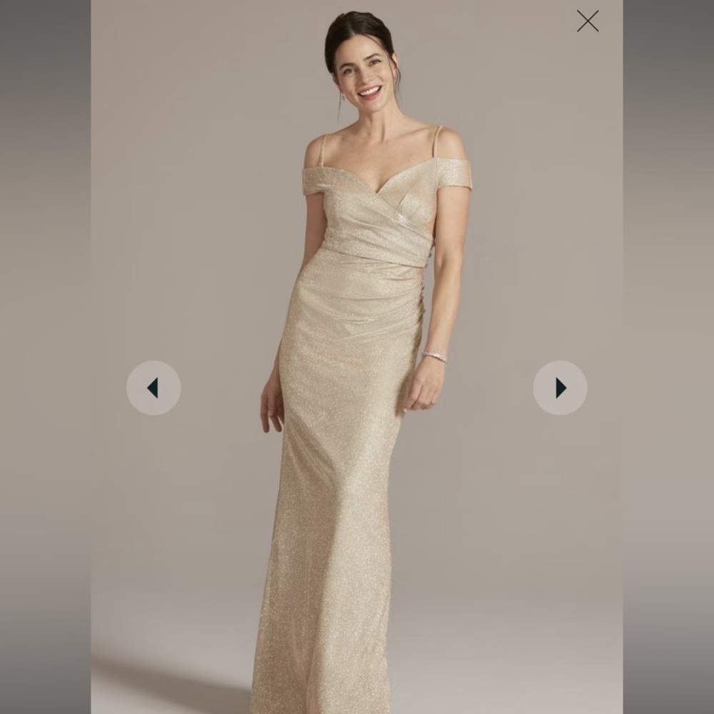 Mother of the Bride off the shoulder gown